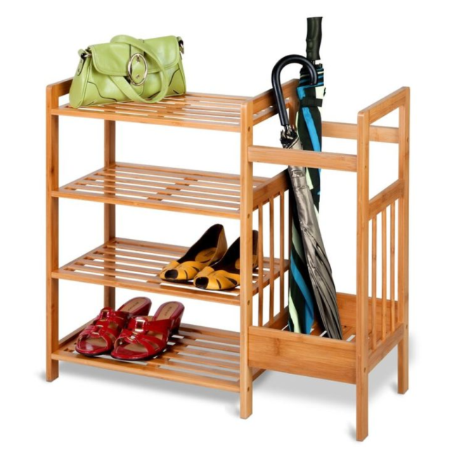 Бамбуковая полка Chomik AVENUE для обуви с подставкой для зонтов