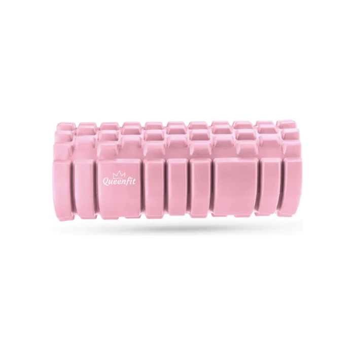 Массажный ролик Queenfit для йоги и фитнеса EVA 33*14см розовый