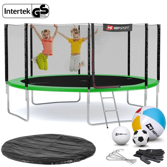 Батут Hop-Sport 14ft (427см) зелений із зовнішньою сіткою