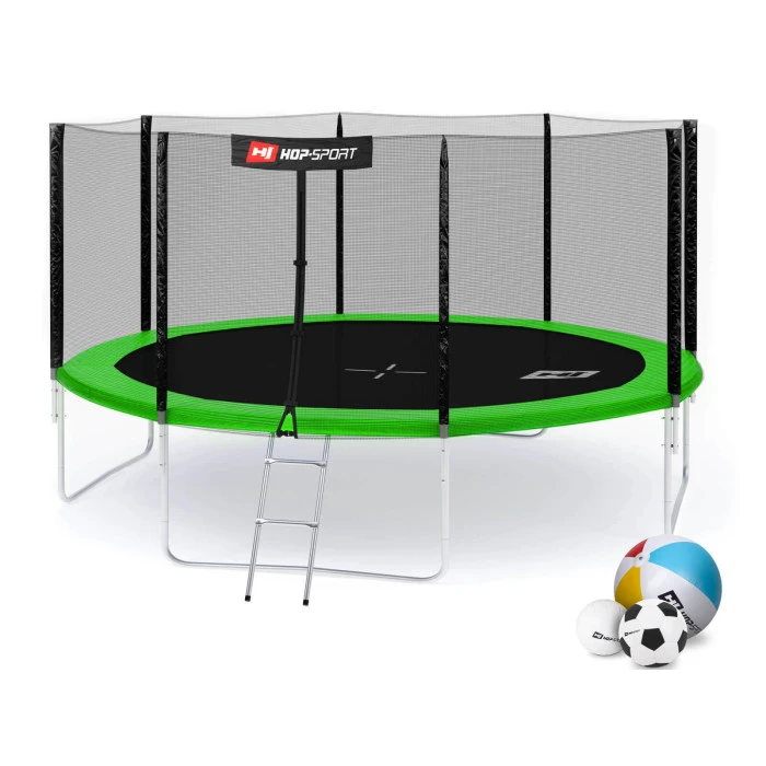 Батут Hop-Sport 14ft (427см) зелений із зовнішньою сіткою