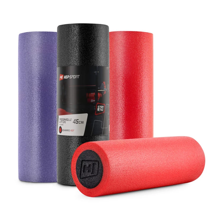 Масажний ролик (валик, роллер) Hop-Sport EPE 45см чорно-червоний