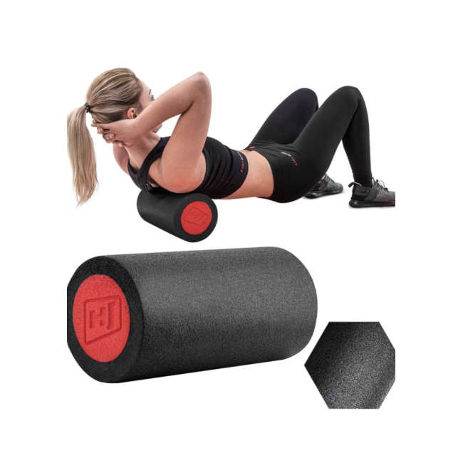 Масажний ролик (валик, роллер) Hop-Sport EPE 45см чорно-червоний