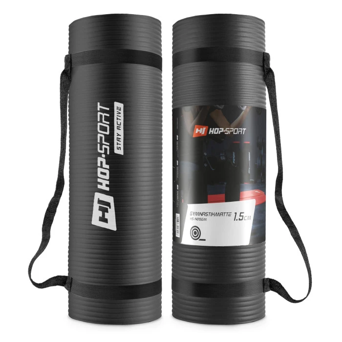 Мат для фітнесу та йоги Hop-Sport HS-N015GM 1,5см чорний