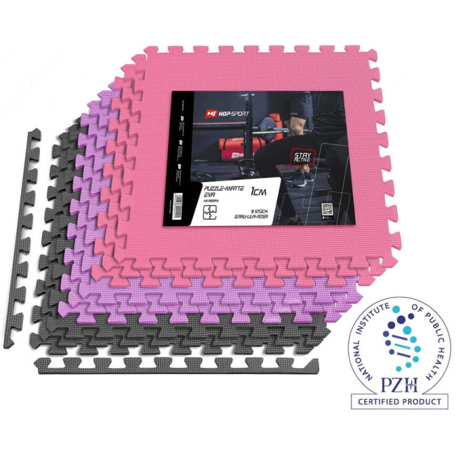 Мат-пазл Hop-Sport EVA 1см HS-A010PM - 9 частей серый/фиолетовый/розовый