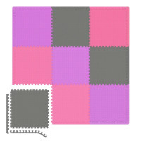 Мат-пазл Hop-Sport EVA 1см HS-A010PM - 9 частей серый/фиолетовый/розовый