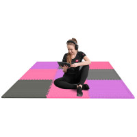 Мат-пазл Hop-Sport EVA 1см HS-A010PM - 9 частей серый/фиолетовый/розовый