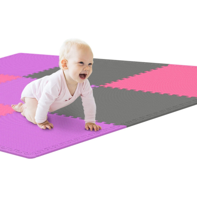 Мат-пазл Hop-Sport EVA 1см HS-A010PM - 9 частей серый/фиолетовый/розовый