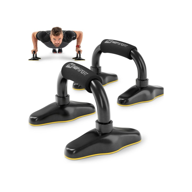 Упоры для отжиманий металлические HS-M020PU черно-желтые