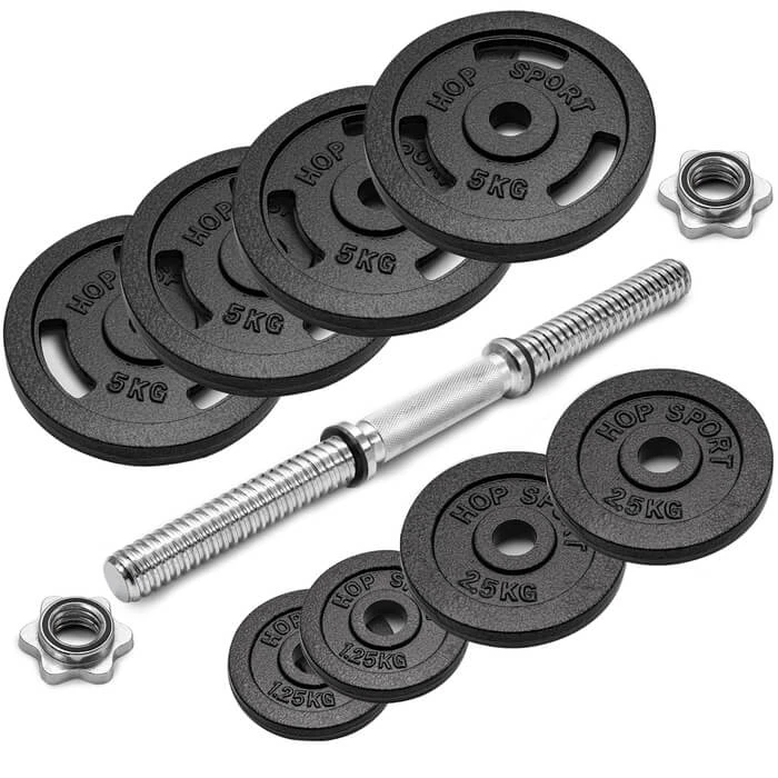 Гантеля металлическая Hop-Sport New 30кг с перчатками