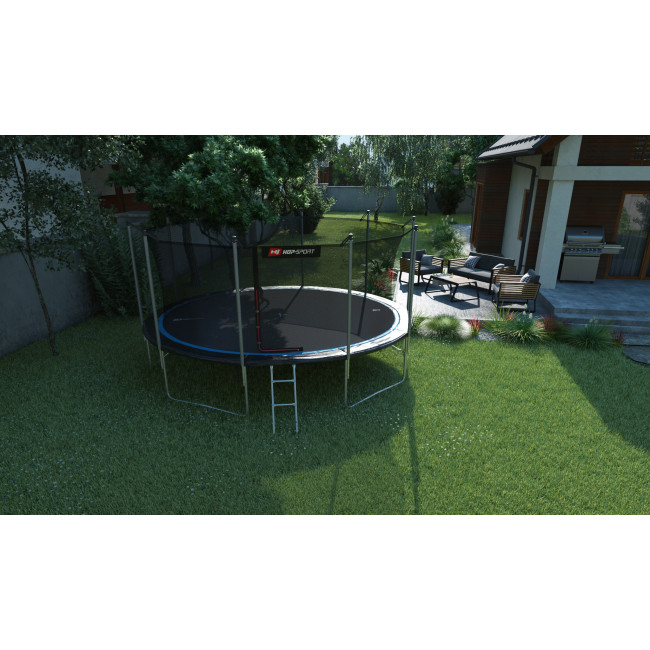 Батут Hop-Sport 16ft (488см) черно-синий с внутренней сеткой