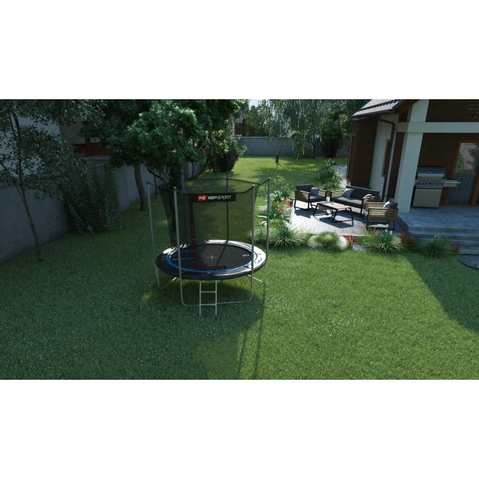Батут Hop-Sport 8ft (244см) чорно-синій з внутрішньою сіткою