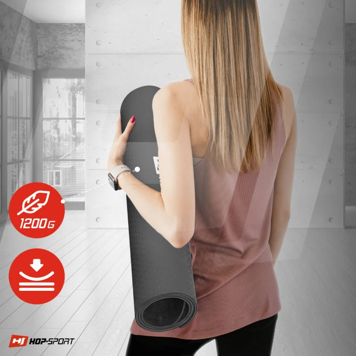 Фітнес-килимок з отворами Hop-Sport TPE 0,8см HS-T008GM чорно-червоний