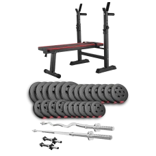 Набір Hop-Sport Premium 135кг з лавою HS-1080, штангами та гантелями