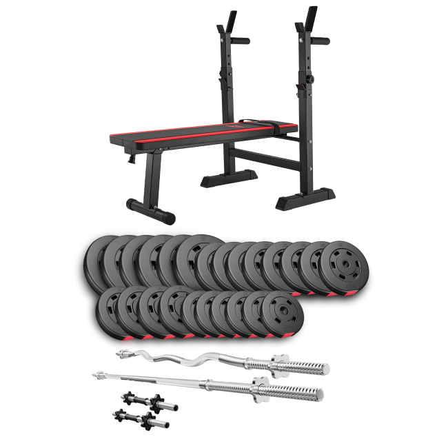 Набір Hop-Sport Premium 135кг з лавою HS-1080, штангами та гантелями