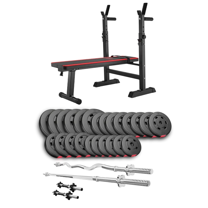Набір Hop-Sport Premium 135кг з лавою HS-1080, штангами та гантелями