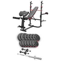 Набір Hop-Sport Premium 38кг з лавою HS-1065HB Pro, штангою та гантелями