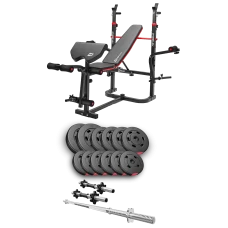 Набір Hop-Sport Premium 38кг з лавою HS-1065HB Pro, штангою та гантелями