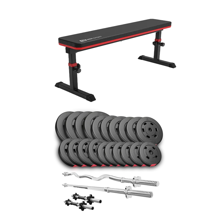 Набір Hop-Sport Premium 105кг з лавою HS-1025 Pro, штангами та гантелями