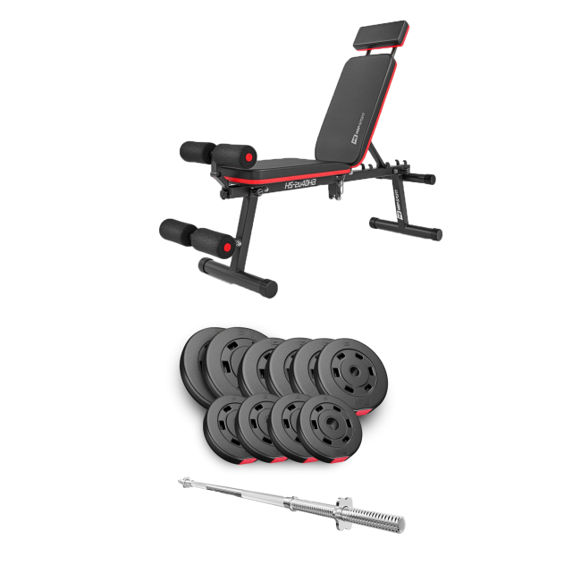 Набір Hop-Sport Premium 59кг з лавою HS-2040 HB та штангою