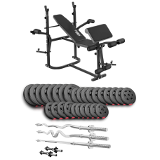Набор Hop-Sport Premium 173кг со скамьей TX-020, штангами и гантелями.