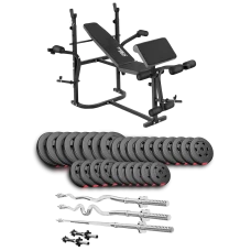Набор Hop-Sport Premium 173кг со скамьей TX-020, штангами и гантелями.