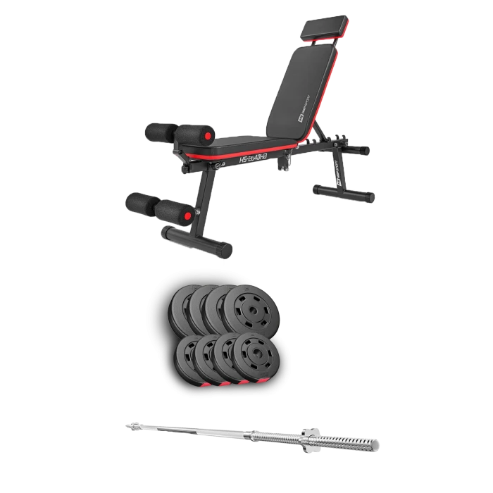 Набір Hop-Sport Premium 39кг з лавою HS-2040 HB та штангою