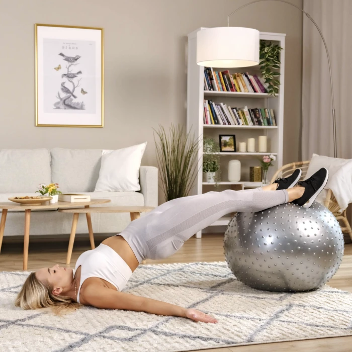 Фитбол массажный Hop-Sport 65см серебристый + насос