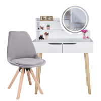 Туалетный столик Jumi Scandi LED + кресло Saida серый