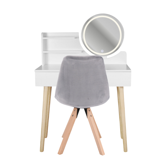 Туалетный столик Jumi Scandi LED + кресло Saida серый