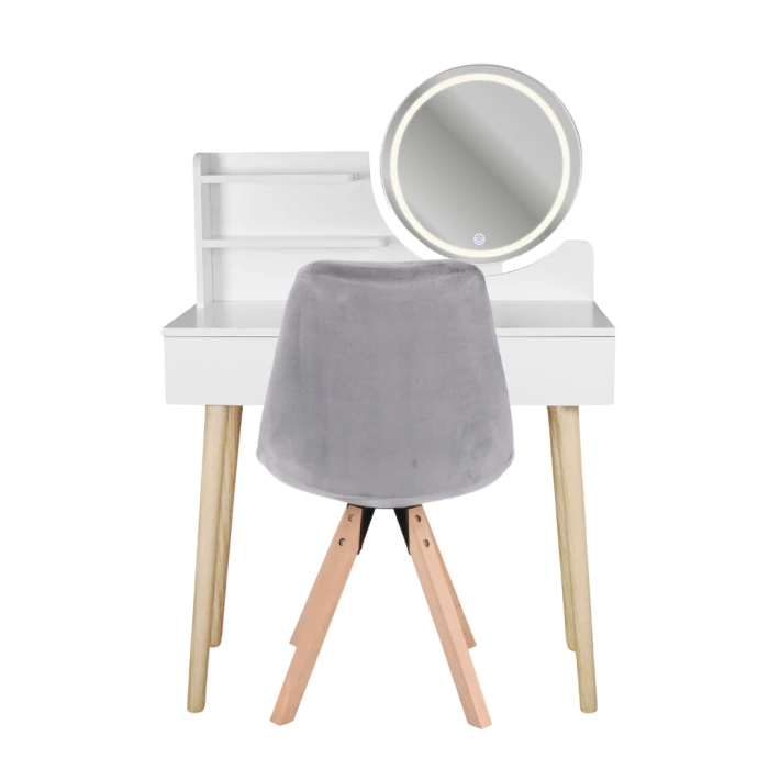 Туалетный столик Jumi Scandi LED + кресло Saida серый