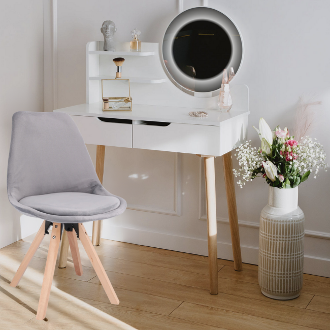 Туалетный столик Jumi Scandi LED + кресло Saida серый