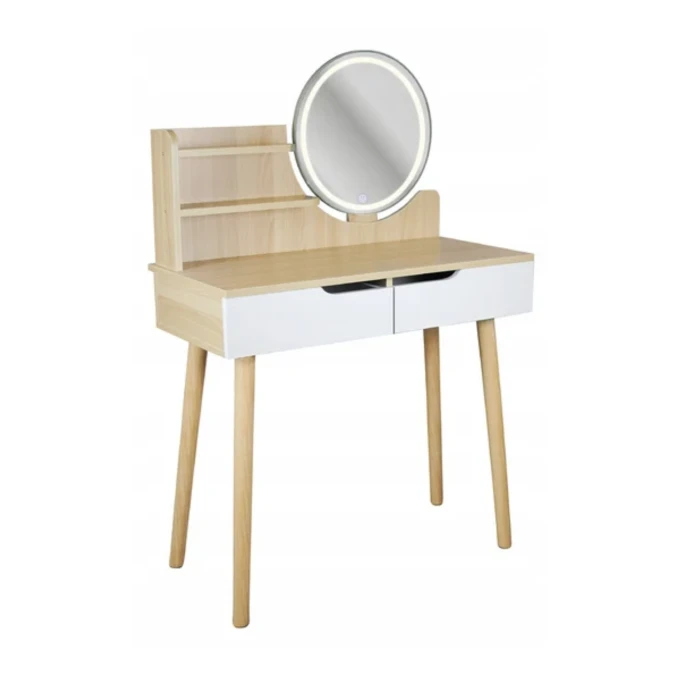 Туалетный столик Jumi Scandi LED подсветка, с ящиками, светлый бук
