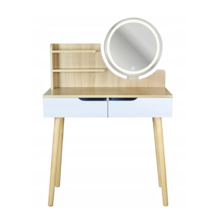 Туалетный столик Jumi Scandi LED подсветка, с ящиками, светлый бук