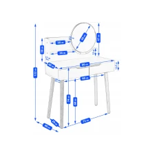 Туалетний столик Jumi Scandi LED підсвітка, з шухлядами, світлий бук