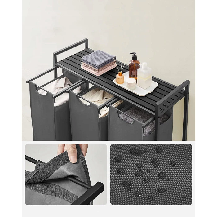 Корзина для белья Leobert Chariot с тремя отделениями 3 x 38л черный