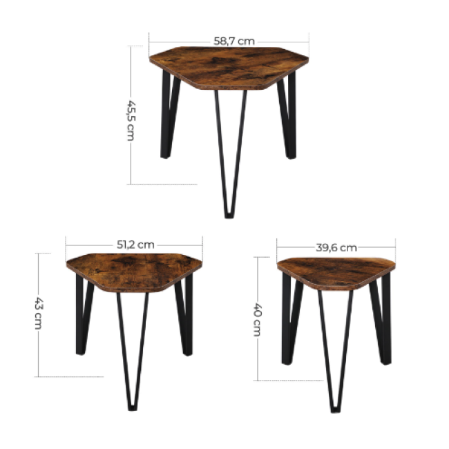 Комплект журнальних столиків Leobert Kombo 3 шт в стилі Loft