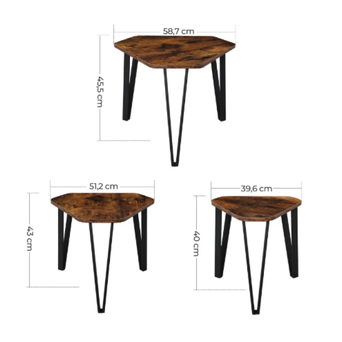 Комплект журнальних столиків Leobert Kombo 3 шт в стилі Loft