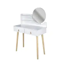 Туалетний столик Jumi Scandi з шухлядами, шкіряні ручки, білий