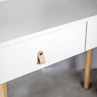 Туалетний столик Jumi Scandi з шухлядами, шкіряні ручки, білий