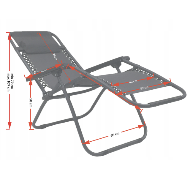 Шезлонг лежак Outtec Zero Gravity раскладной серый