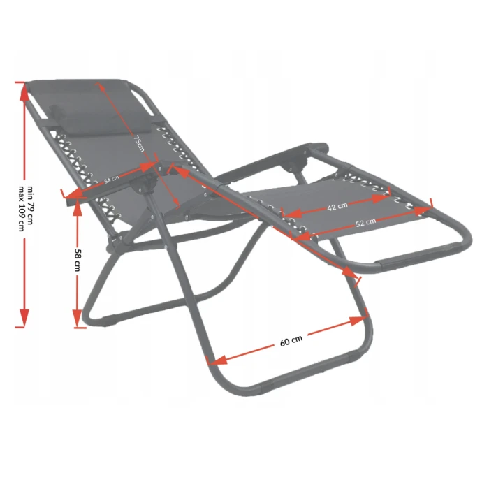 Шезлонг лежак Outtec Zero Gravity раскладной серый