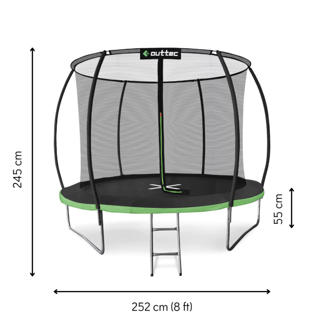 Батут Outtec Premium 8ft (252см) черно-зеленый с внутренней сеткой