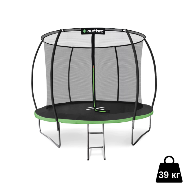 Батут Outtec Premium 8ft (252см) черно-зеленый с внутренней сеткой