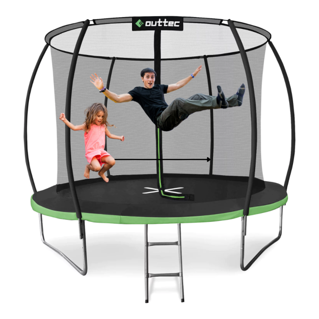 Батут Outtec Premium 8ft (252см) черно-зеленый с внутренней сеткой