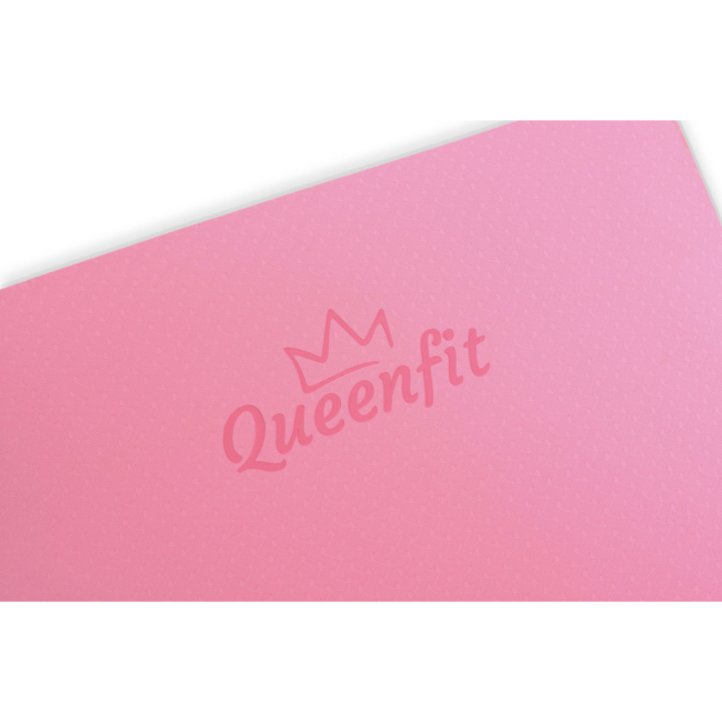 Коврик (мат) для фитнеса и йоги Queenfit Premium TPE 0,6см розово-фиолетовый
