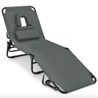 Шезлонг Costway Hanna раскладной с серым отверстием для лица
