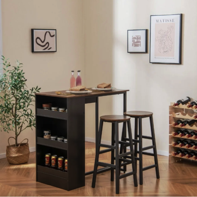 Барный стол и 2 барных стула Costway Picmi в стиле Loft