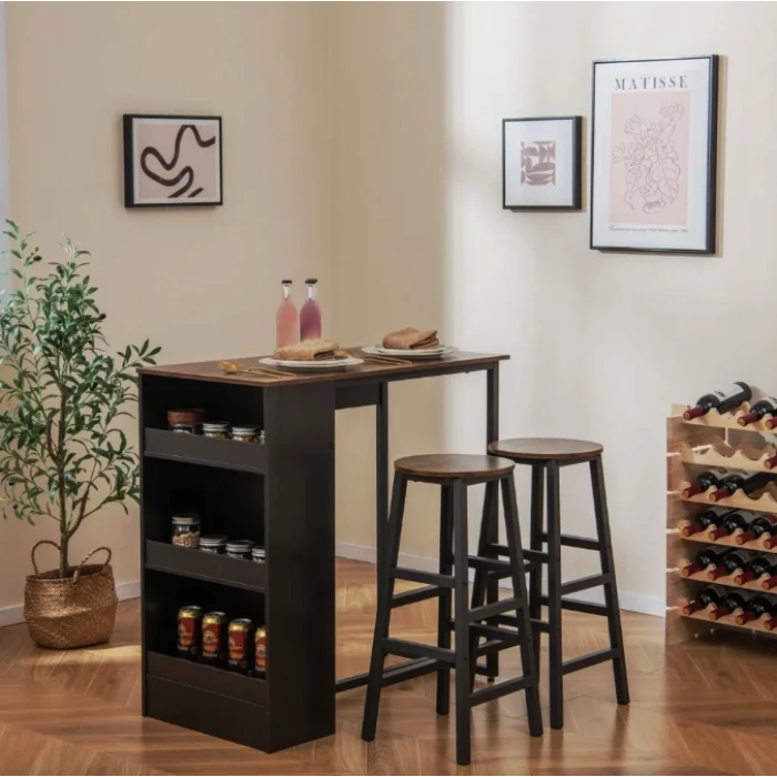 Барний стіл та 2 барні стільці Costway Picmi в стилі Loft