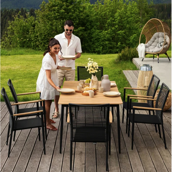 Комплект садових меблів Di Volio Breno 6+1 чорний/бежевий