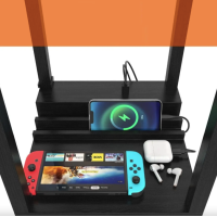 Підлогова лампа Costway Leon торшер з розеткою та USB чорний